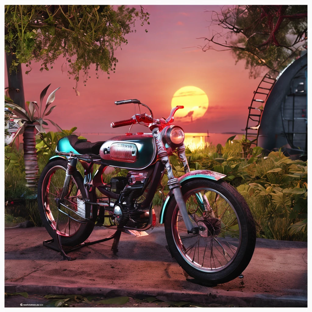 graphic youngboy bicycle sunset garden