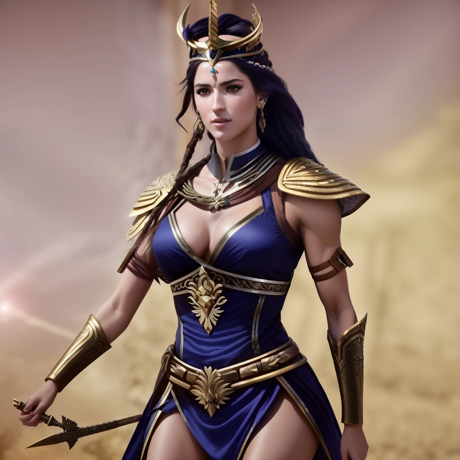 ( Melhor qualidade ), ( Ultra HD ), ( Qualidade 8k ), ( Detalhes perfeitos ), ( Anatomia perfeita dos personagens ), ( perfect lighting ), Mulher Centauro linda da mitologia grega com arco e flecha, dressed in costume of women's clothing from Greece