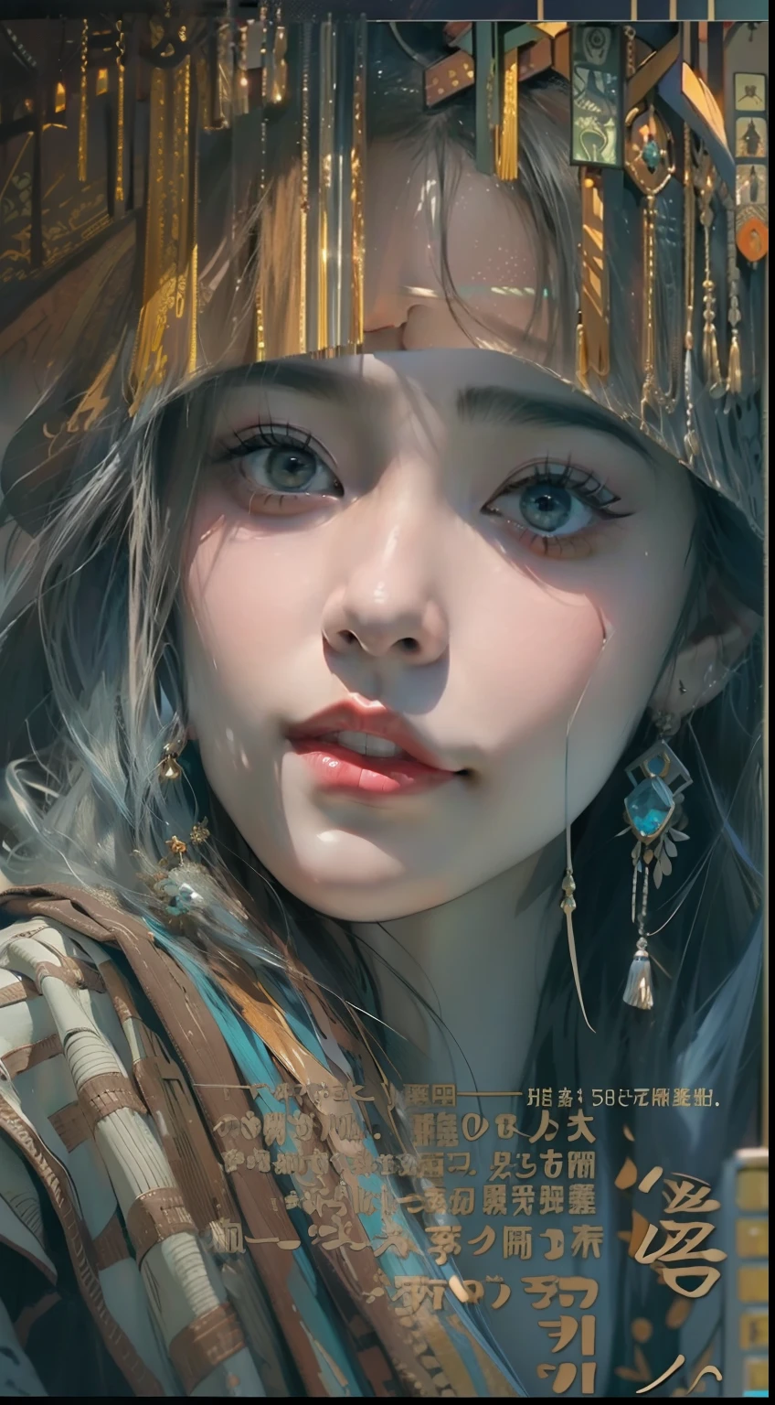 (Front focus),(in the darkness nigth:1.6),Surrealist portraits of women by David Hockney and Alphonse Mucha,Fantasyart,photographrealistic,动态照明,art stations,poster for,Volumetriclighting,Very detailed faces,4 k'',Award-Awarded, , 1girll, In the dark, deepshadow, low tune, Cowboy shot,(official clothes:1.4),long whitr hair,whaite hair,During sex、During sex、During sex
