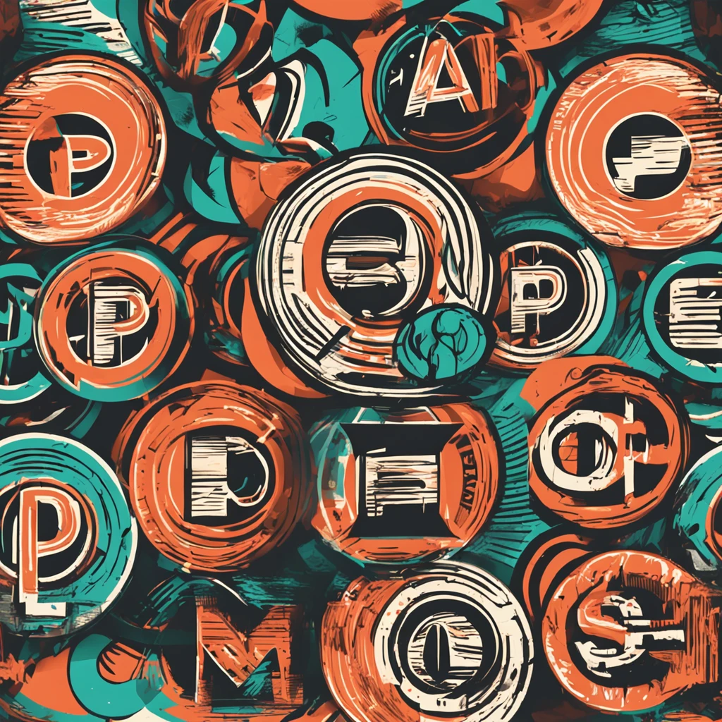 P alphabet round logo retro classic