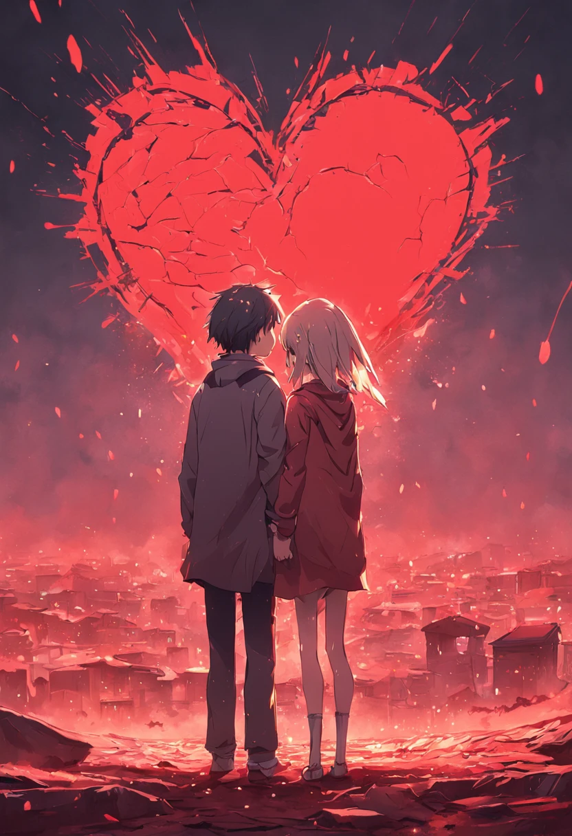 family broken heart in red desert abandon city