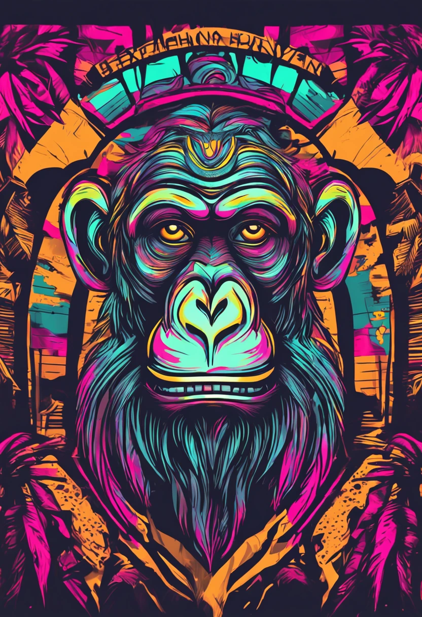Create a monkey logo for a digital channel with vibrant, high-resolution colors
