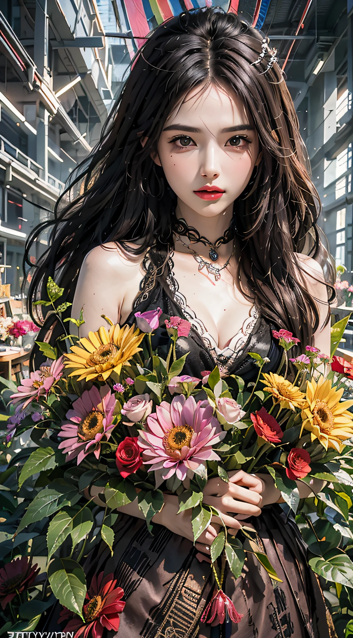 official art, unity 8k wallpaper, ultra detailed, beautiful and aesthetic, beautiful, masterpiece, best quality, (zentangle, mandala, tangle, entangle), (ecstasy of flower:1.2), dynamic angle, cowboyshot, the most beautiful form of chaos, elegant, a brutalist designed, vivid colours, romanticism, atmospheric