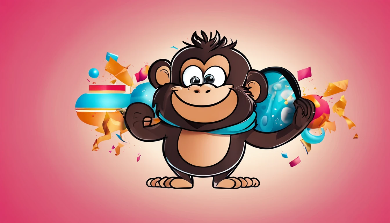 Create a fat monkey logo for a digital channel with vibrant, high-resolution colors