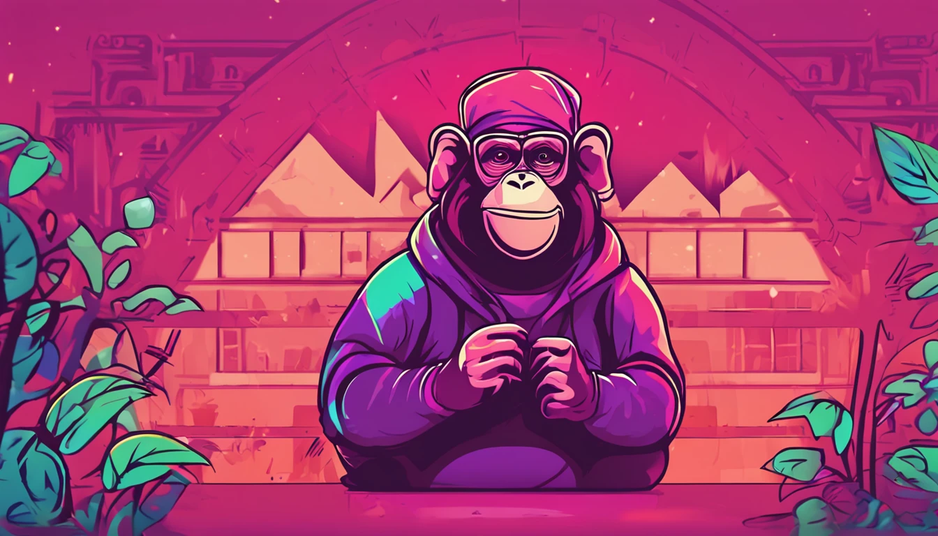 Design a logo featuring a plump monkey programmer for a digital channel, utilizing vibrant, high-resolution colors.