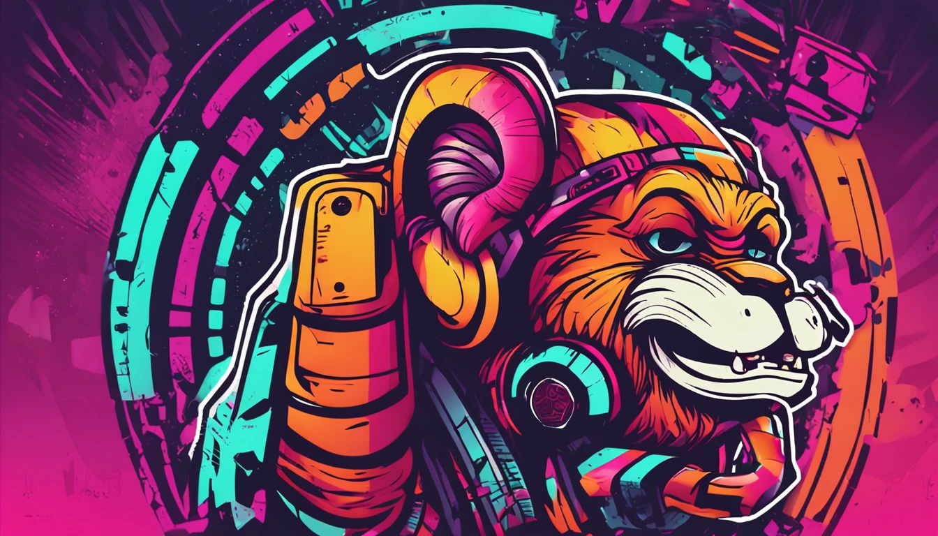 Design a logo featuring a plump monkey programmer for a digital channel, utilizing vibrant, high-resolution colors.