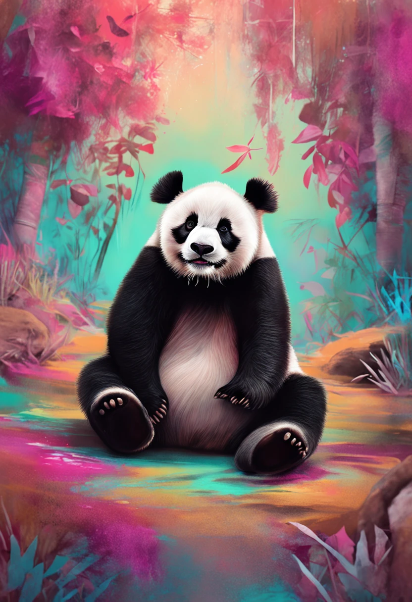 Panda pastel painting