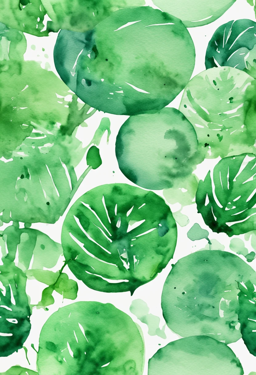 watercolor green round logo P