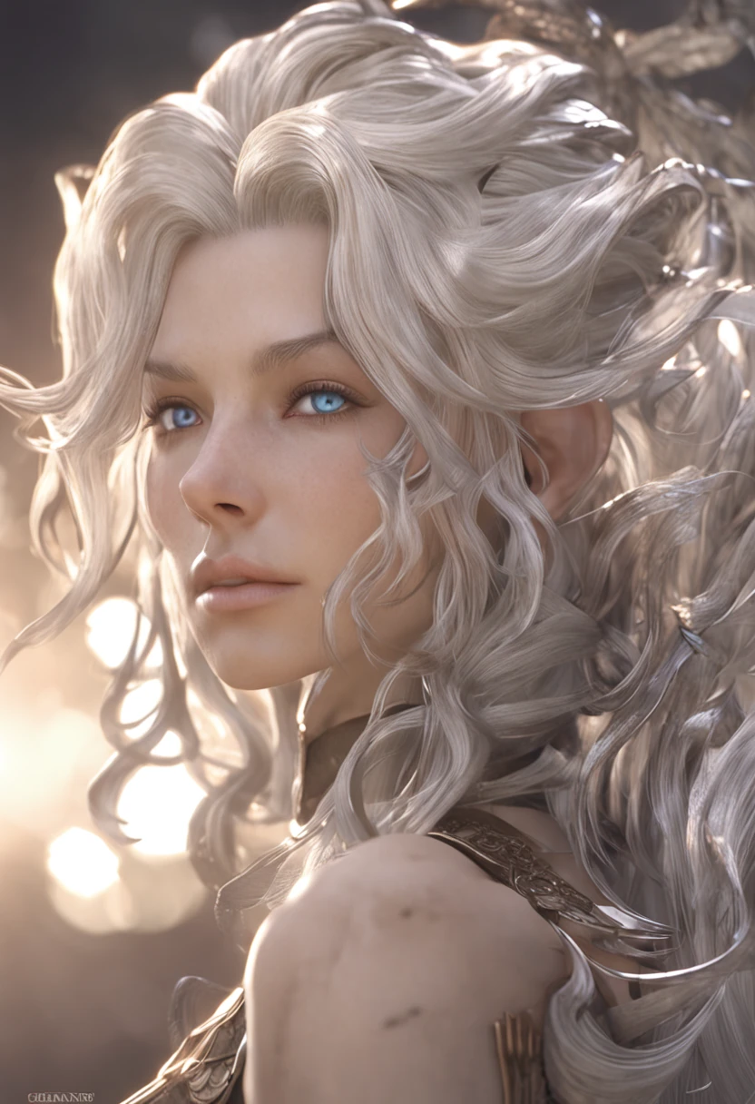 The whole body is beautiful and gorgeous Final Fantasy style, Astral Deva, Headshot, Goddess, Shiny skin, random hair style, Silver hair color, Sepia skin tone, random eyes color, Female, Clean and very detailed face and hands, analogous colors, Glowing shadow, beautiful gradation, Depth of field, Clean image, High quality, High detail, High definition, Luminous Studio graphics engine