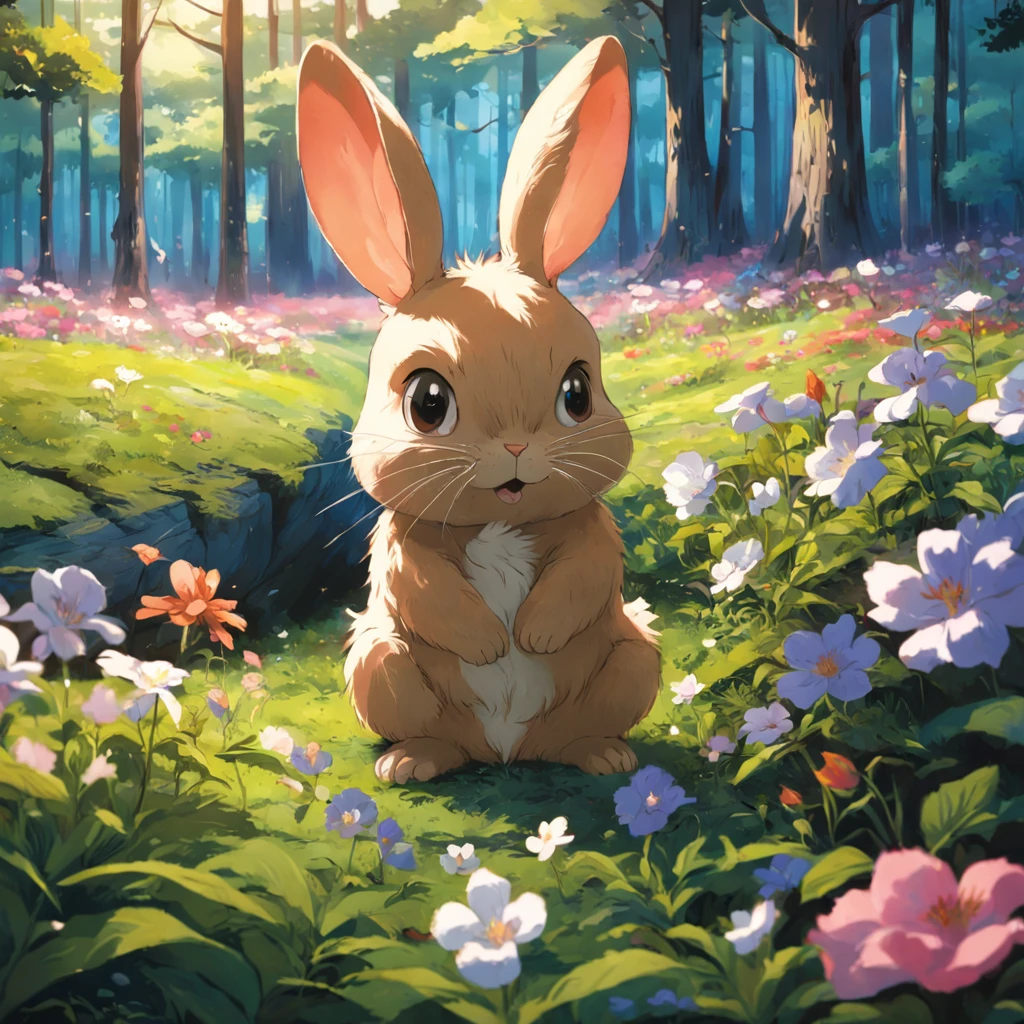 the heart of Benny the Bunny raced when he found an old, crinkled map buried beneath the flowers.