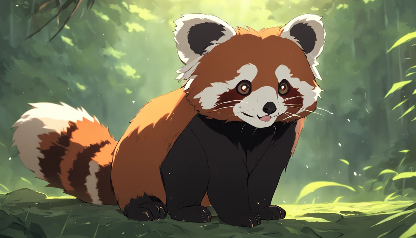 Cute Red Panda,Fluffy,vivid expressions,Playing on the green grass,Biting your own tail,vivid expressions,natural soft light,Soft Focus Filter,ultraclear,Hyper-detailing,8K,a picture,3d rendered