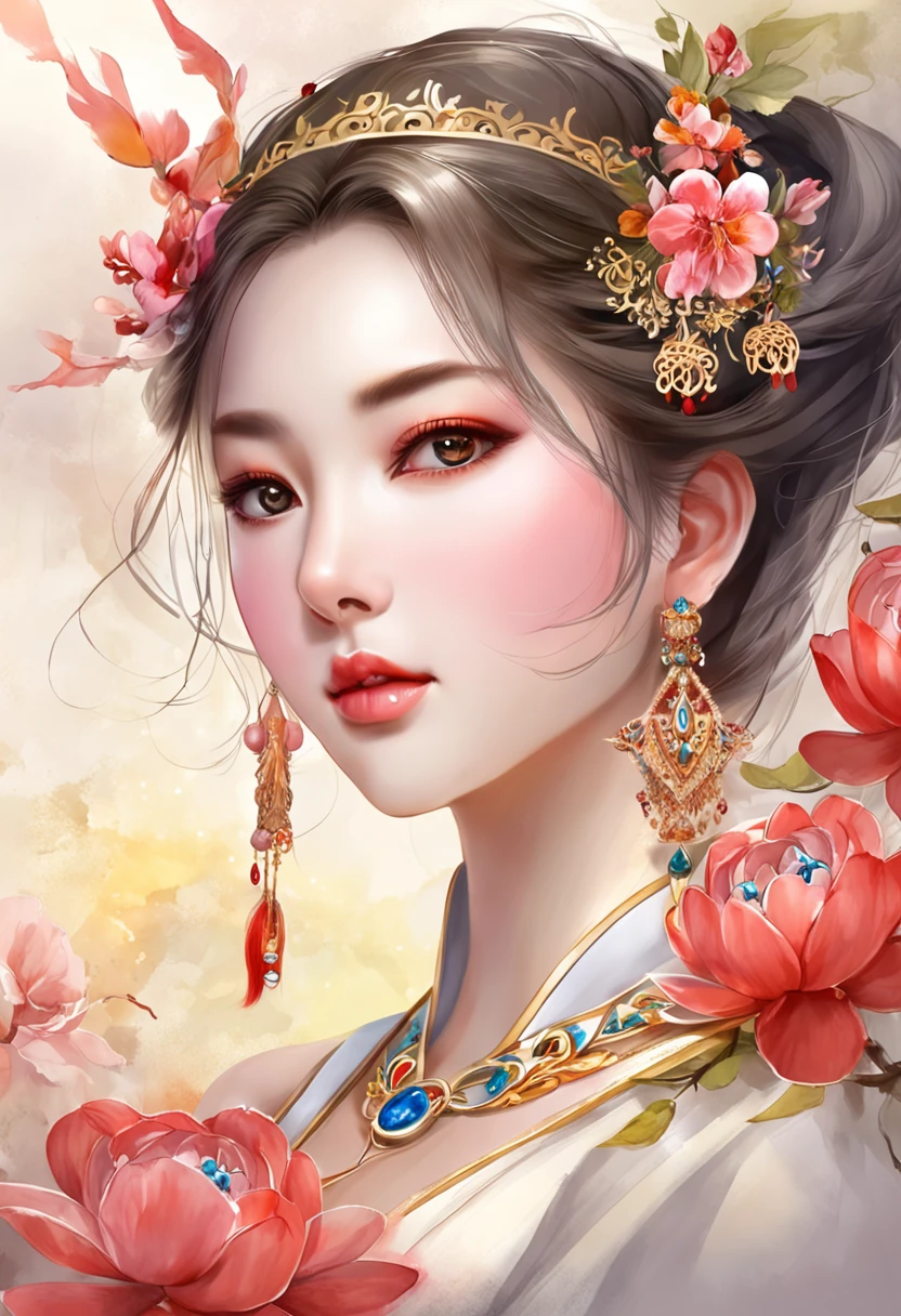 best qualtiy, tmasterpiece, 超高分辨率, Close-up of a, close-up all over the body, sexy for, cropped shoulders, Beautiful teenage girl, a beautiful fantasy empress, Ethereal beauty, beautiful fantasy maiden, Beautiful goddess, ((a beautiful fantasy empress)), Oriental fantasy, Ethereal fantasy, Detailed scenes, amazing pose, Eye-catching accessories, Picturesque
