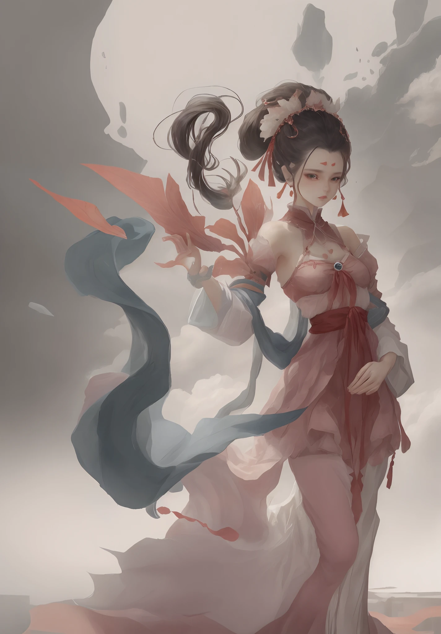 Large chest，legs long，Bai Fumei，mini-skirts，quadratic element，a beauty girl，modern day
