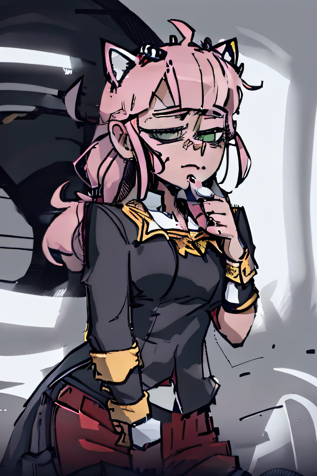 Pink cat ears,full bodyesbian,a sailor suit,s girl,Green eyes