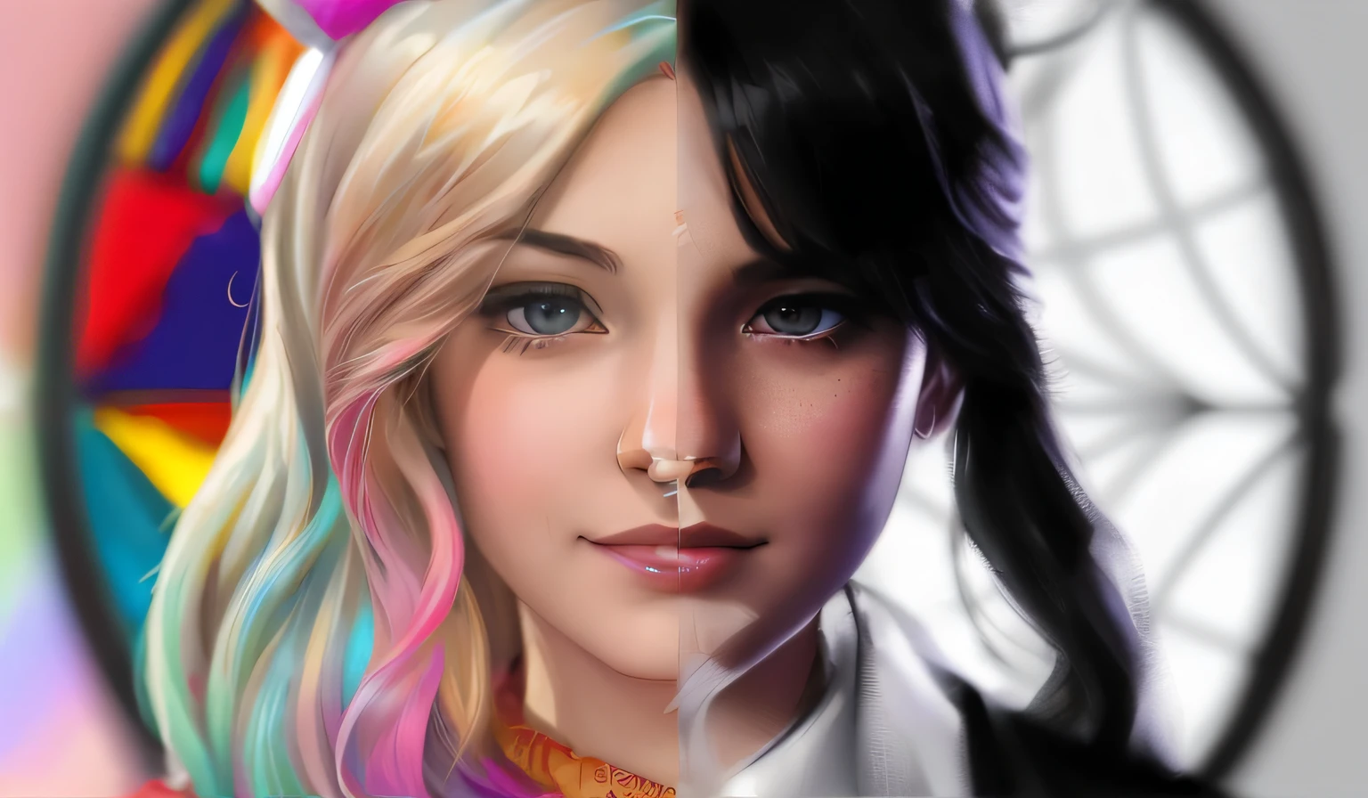 Close-up of a woman with long hair and tie, in the art style of bowater, anime realism style, realistic art style, Realistic digital art 4 K, Realistic digital art 4K, cartoon digital painting, realism art style, digital art picture, digital fantasy portrait, digital art portrait, # 1 digital paintting of all time
