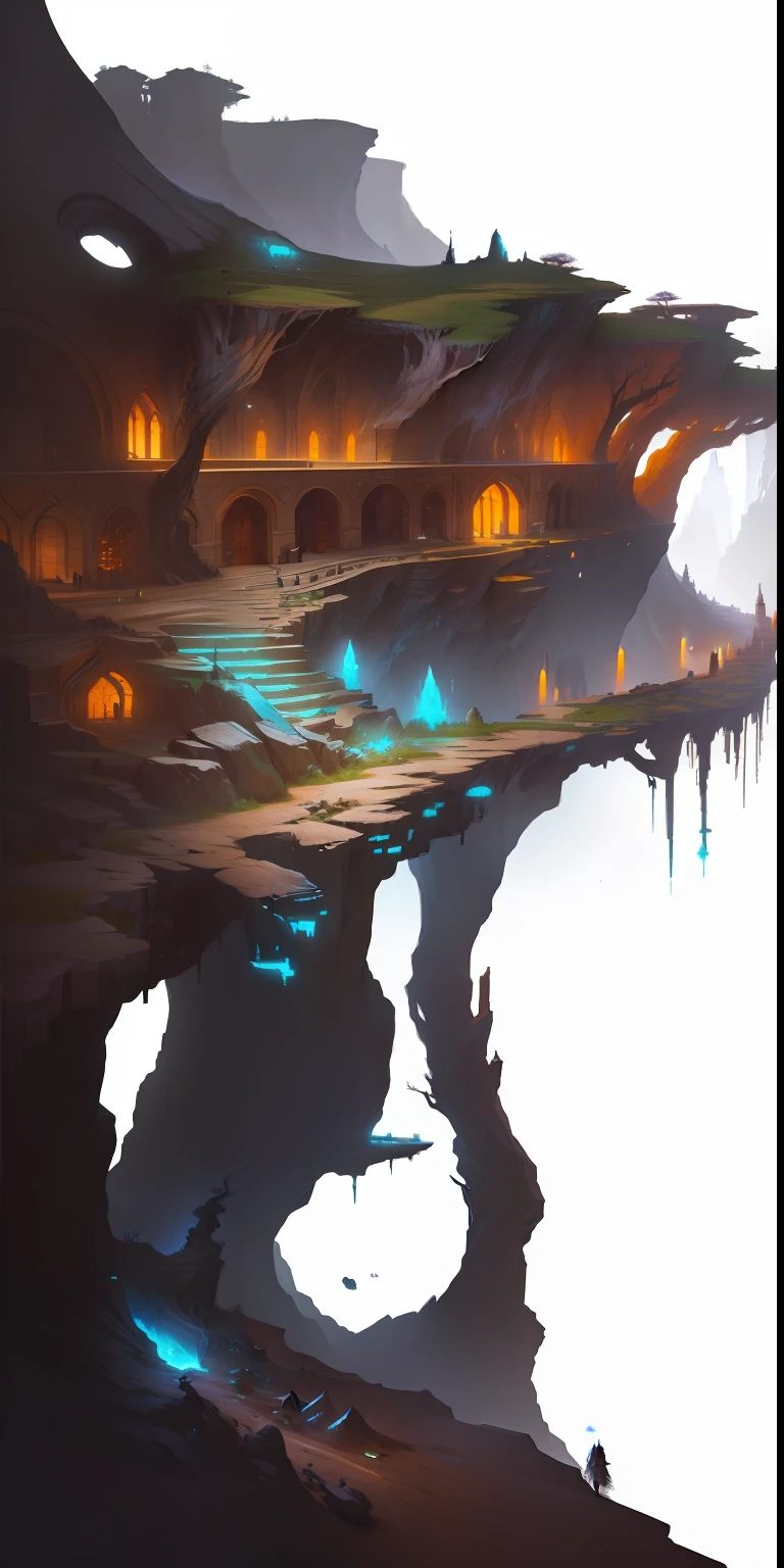 There is a photo of a tree growing from a cliff, alchemist library background, library of ruina concept art, low details. Digital painting, borne space library artwork, finished concept art, environment design illustration, arte de fundo, Detailed digital painting, painted as a game concept art, inspired by senior environment artist, stylised painting, environment painting