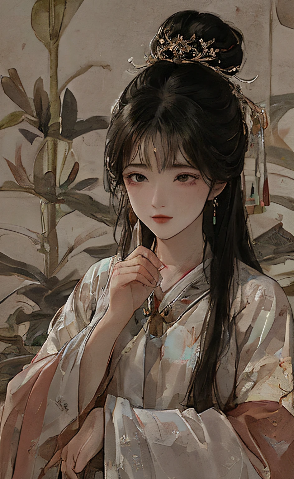 A girl, ancient Chinese costume, whole body, sunshine, clear face, clean white background, masterpiece, super detail, epic composition, ultra HD, high quality, extremely detailed, official art, uniform 8k wallpaper, super detail, 32k