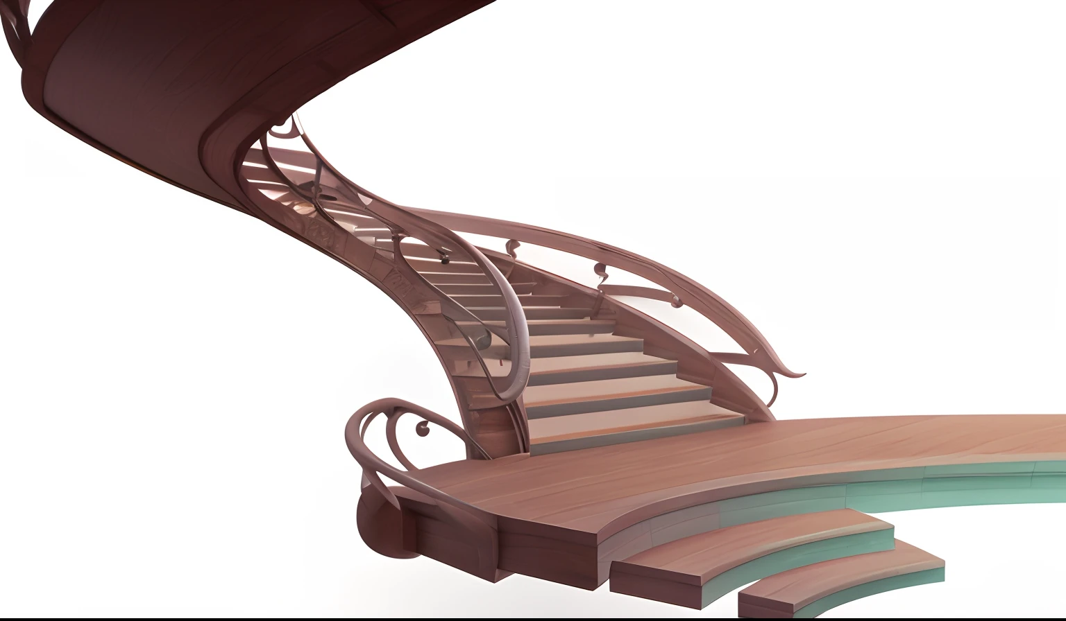 Close-up of stairs with railings and balustrades, stairways, Concept painting, concept-art!, 3 d render stylized, stairways, Concept illustration, concept-art, concept-art, stylized as a 3d render, Stylized concept art, concept art illustration, detailed conceptual drawing, concept art rendering, concept art highly detailed, stairways, staircase