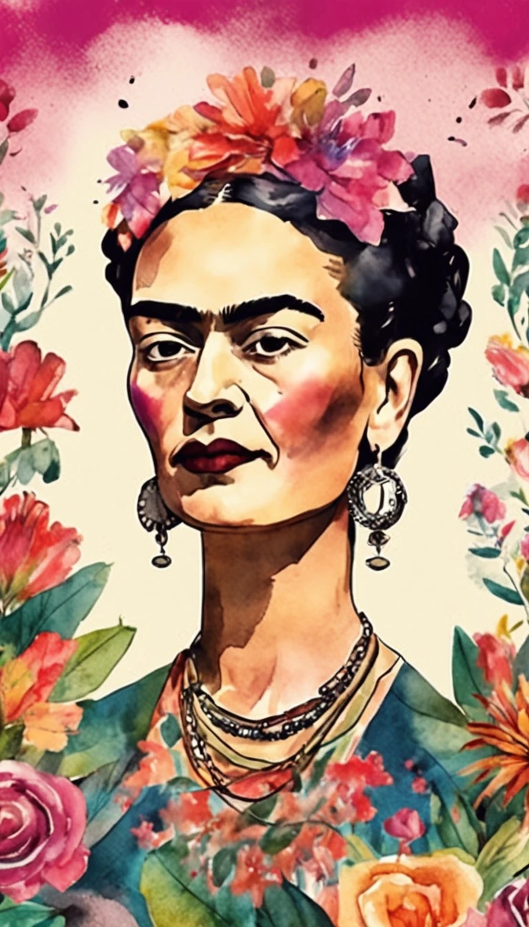 Frida Kahlo in the form of an angel descending into hell in the pictorial style of William Blake 