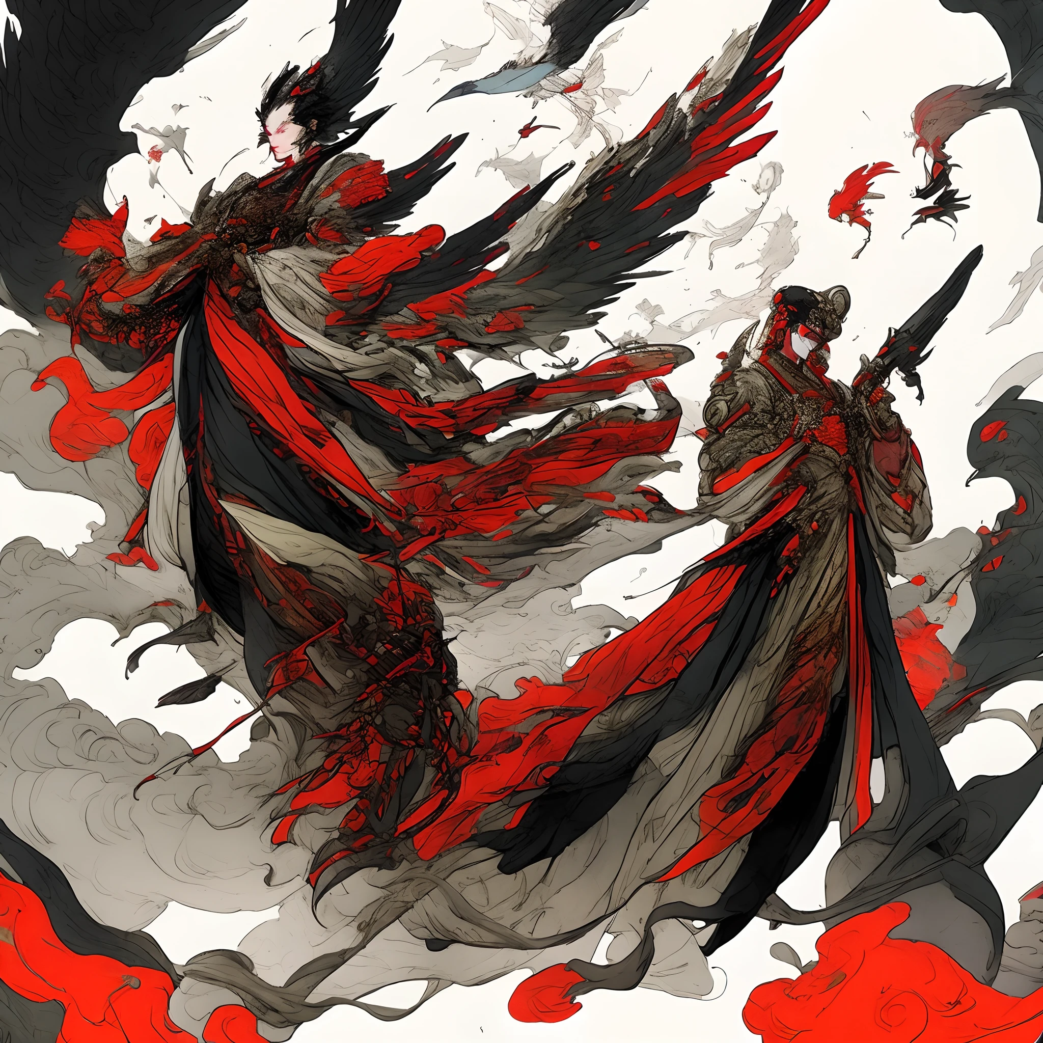 Three-star scarecrow, dignitary, full of details, scarlet, blood sickle, vicissitudes of cheeks, immortal will, red eyes, a mecha, nothing but handsome