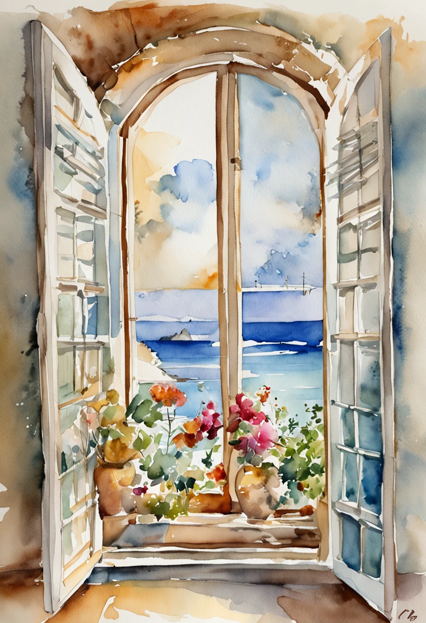inside in room，janelas，A cloud drifted in from the window，Indoor with ocean