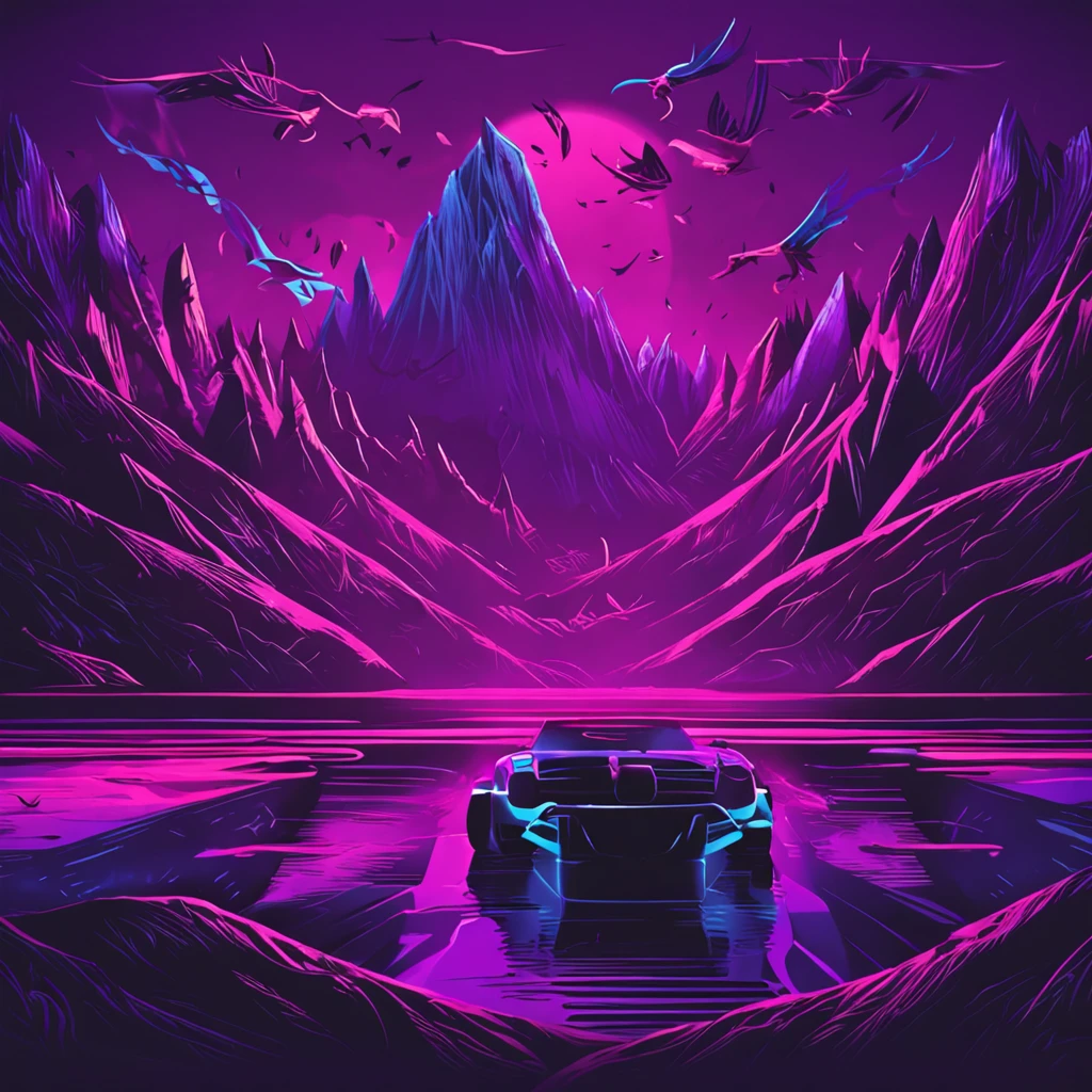 Purple and blue logo，The background is dark black