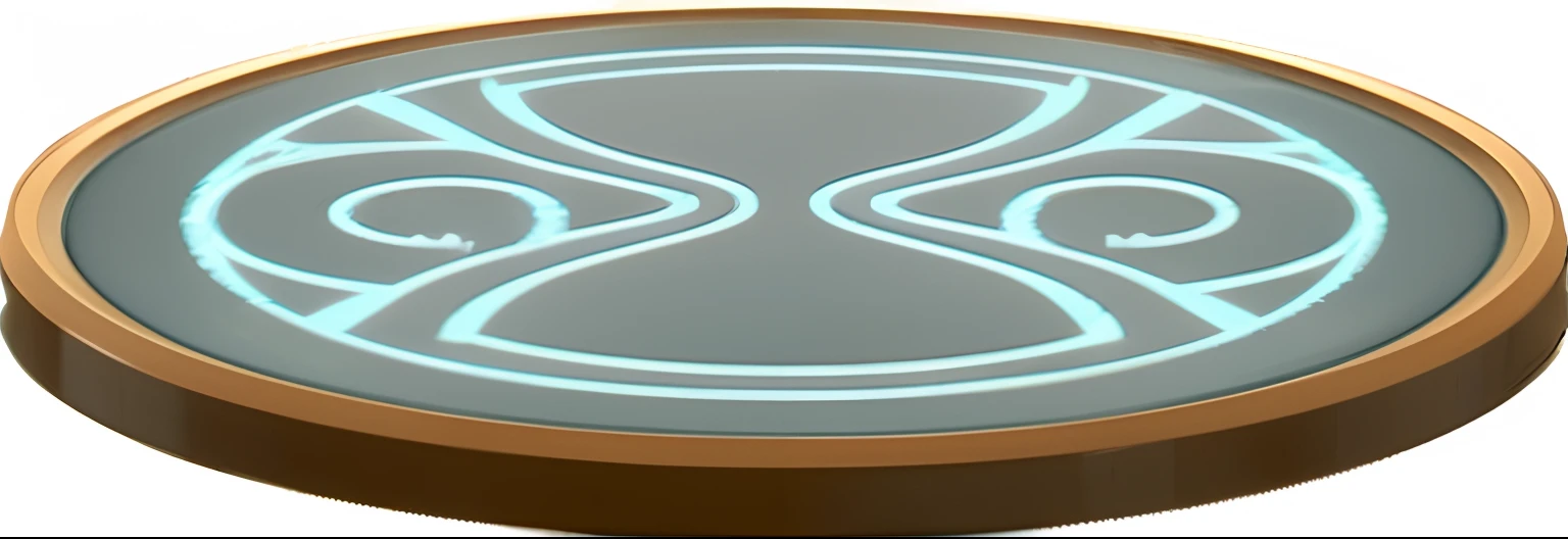 Close-up of a round object with blue light, infinity glyph, odin's stone arena background, circular design, table is centered, arena background, tron legacy setting, random circular platforms, forcefield, shurikens, Smooth zenith lighting, infinite quantum portal, torus energy, Infinite hieroglyphic waves, Unlimited glyph waves