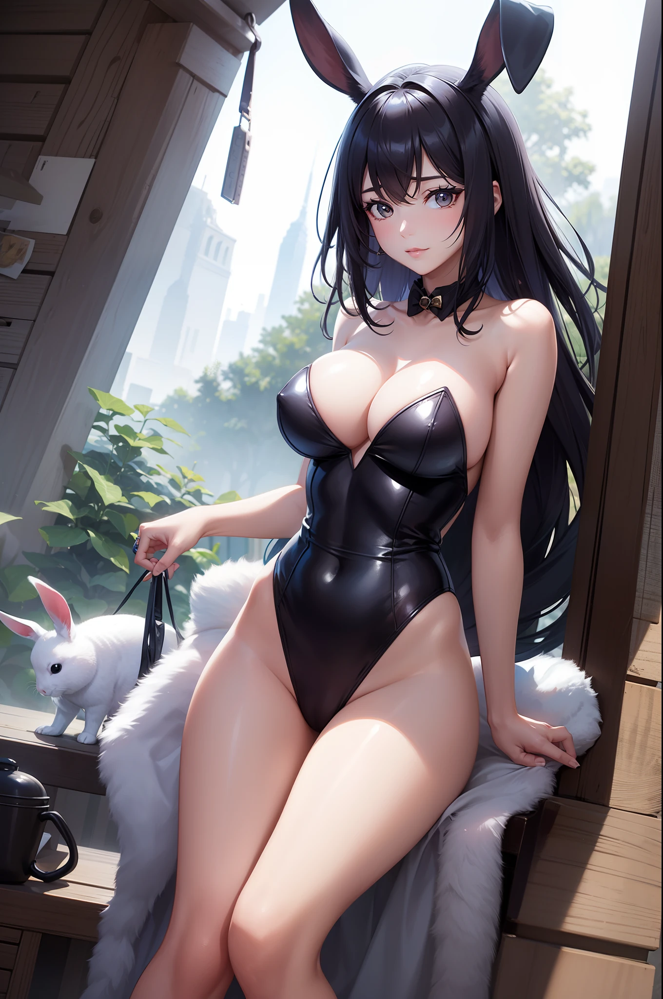 Beautiful woman personified by a rabbit