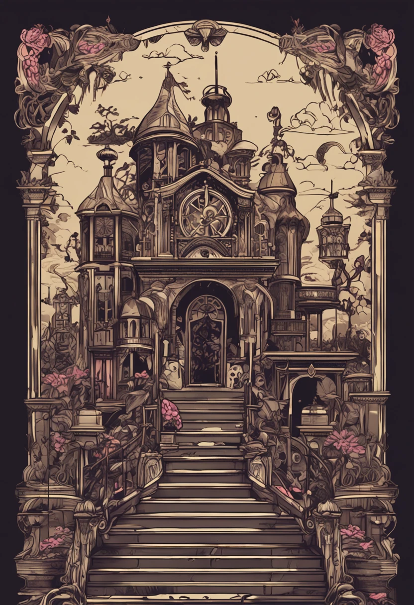 Dark fantasy 90s Victorian anime steampunk square sticker
