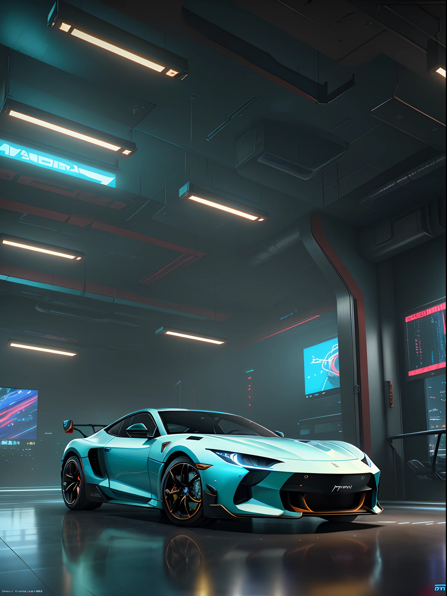 Photorealistic, ,Best quality,Masterpiece,Highly detailed,Ultra-detailed,Futuristic sports car for cyberpunk cities. 4K 3D rendering Unreal Engine 5 Using Blender and Octane Rendering Surrealism from realistic global illumination Greg Rutkowski Loysh Reds Ferdinand Naboo Makoto Shinkai Tako CGh social trends