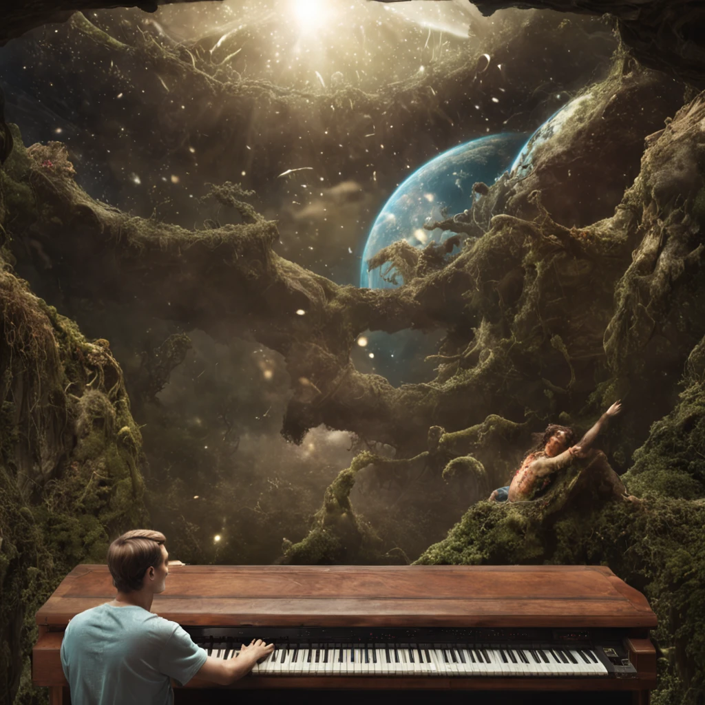Beautiful surreal programming scenery, Men facing a computer and a display, There are 10 men, Men are touching the keyboard, The image is a true surrealist digital work of art, Inspired by the magical work of Maxim Verekin. Every detail of the illustration is impressive, Emotional blend of fantastic and natural elements. Through photographic manipulation and surrealist techniques, Beyond the boundaries of reality、Take the audience into a universe of imagination and wonder. Style refers to the influence of Alexander Jansson, In a fantastic dreamlike atmosphere, Where Surrealism and Fantasy Meet. Each digital brush stroke is、Carefully crafted to convey unique and captivating beauty. Inspired by Alberto Seveso, The depiction of surrealism is、Fluid strokes bring them to life, Remembering the dance of movement and transformation. This beautiful digital art is、It is a celebration of human creativity and the ability to transcend the boundaries of reality, Invites viewers to immerse themselves in a world of imagination and enchantment.