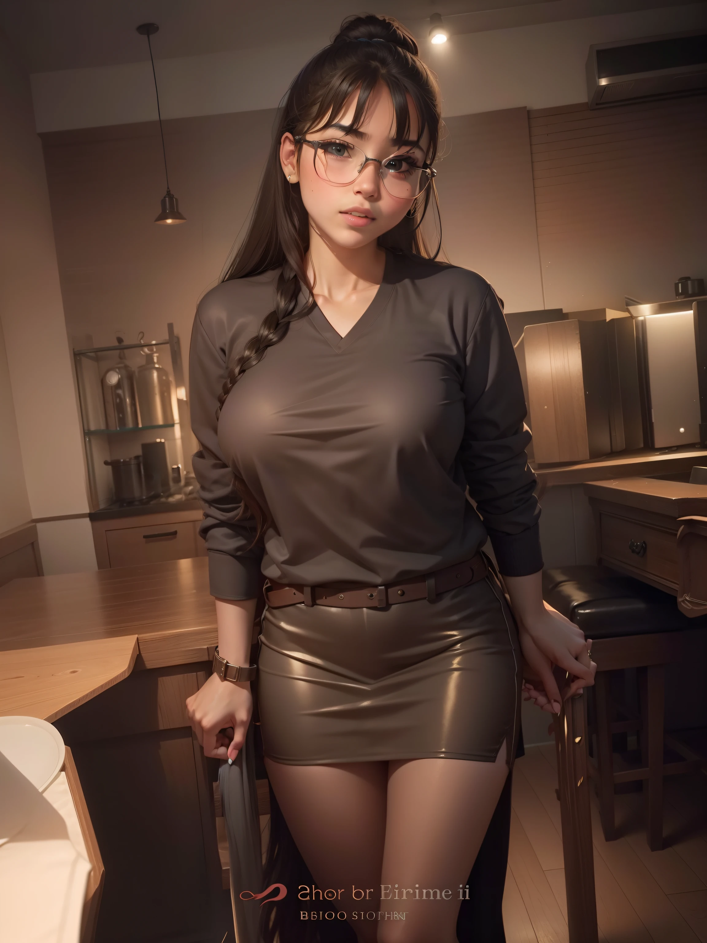 One girl with beautiful boobs long hair