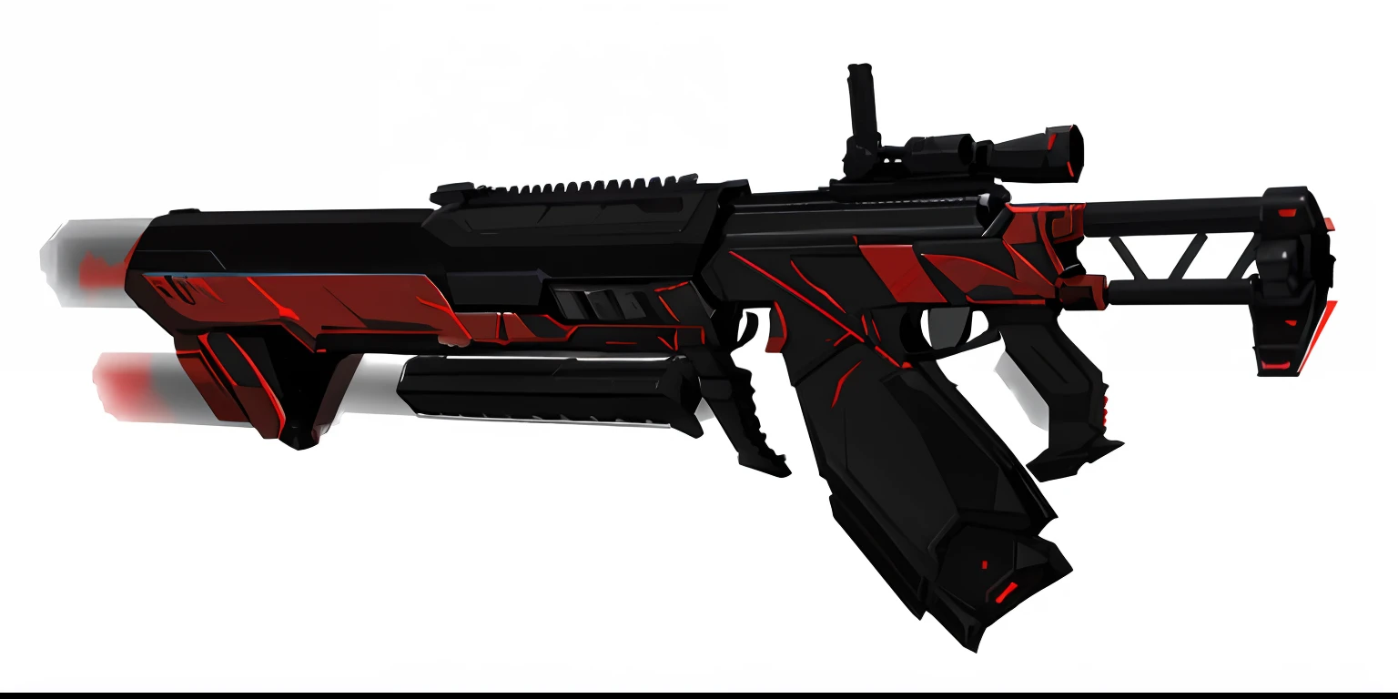Red and black weapons with black handles, pulse rifle, pulse rifle, futuristic assault rifle, gauss rifle, corner assault rifle, assault rifle, energy rifle, starship-troopers-rifle, SMG, laser rifles, futuristic weapon shotgun, laser rifles, 《Intrepid Covenant》Jett in , realistic weapons, it has a red and black paint, Vulkahn machine gun