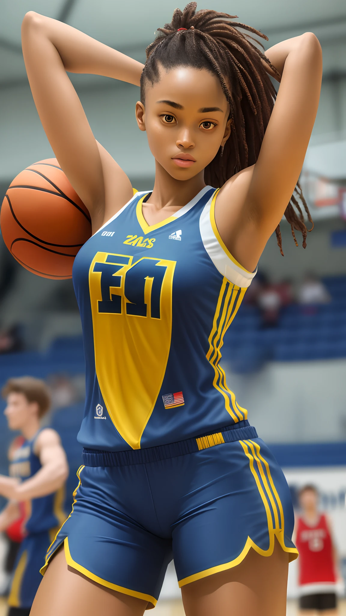 Kizi,basketball suit,There is armpit hair,