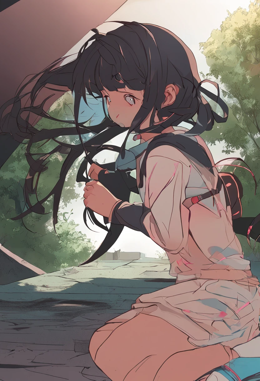 anime girl, bending over