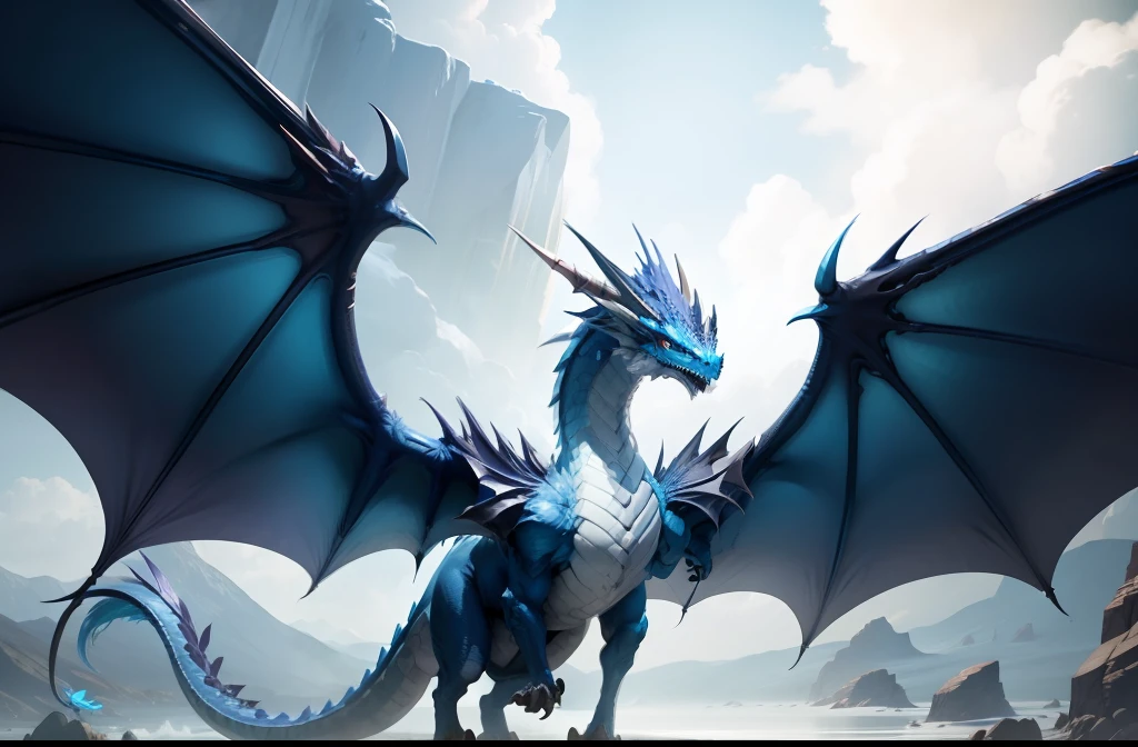 Ice dragon bipedal wyvern with two wings