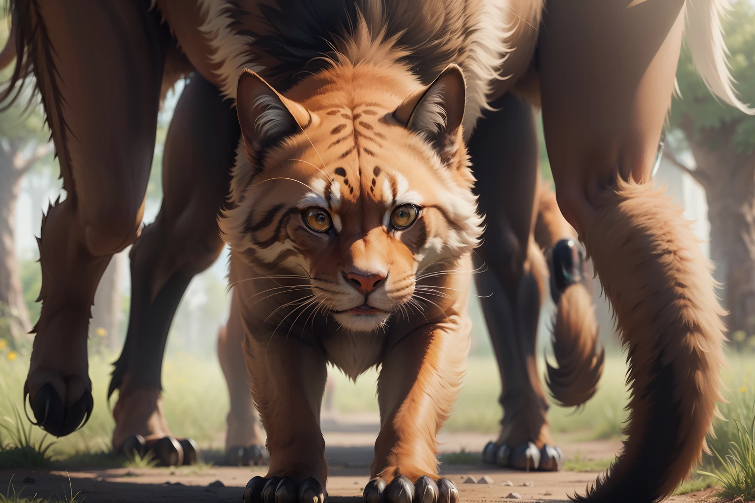 Realism close-up, Depth of field. Scientific evolutionary theory, transition from quadrupedal to bipedal movement at different stages of the timeline, Stages of history, Chronology.