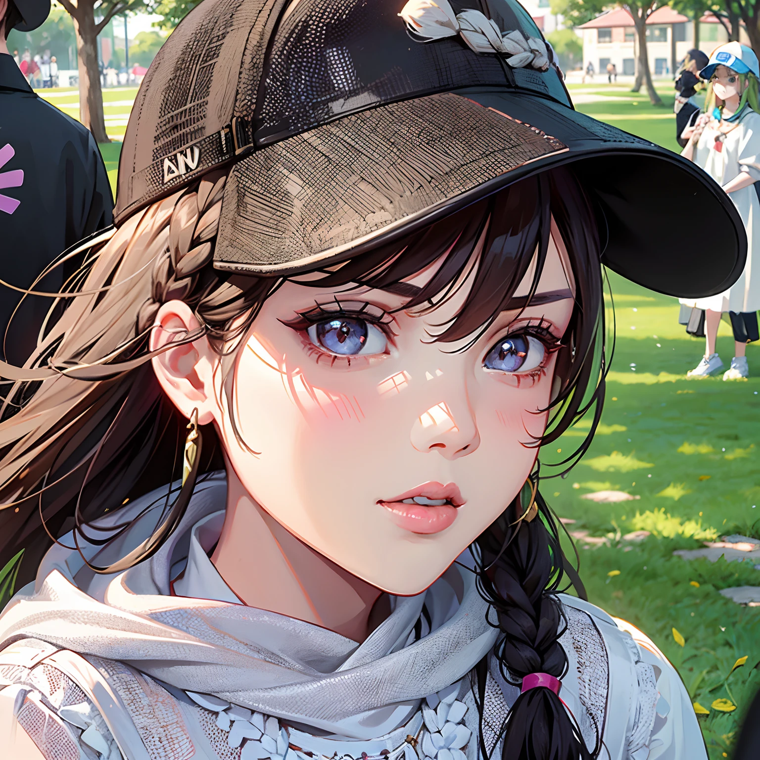 Alafid woman wearing baseball cap and braids in the park, lalisa manobal, ulzzangs, Ruan cute vtuber, wan adorable korean face, jossi of blackpink, with cute - fine - face, wearing a cute hat, blackpink jennie, girl cute-fine face, Shin Jinying, lalisa manoban of blackpink