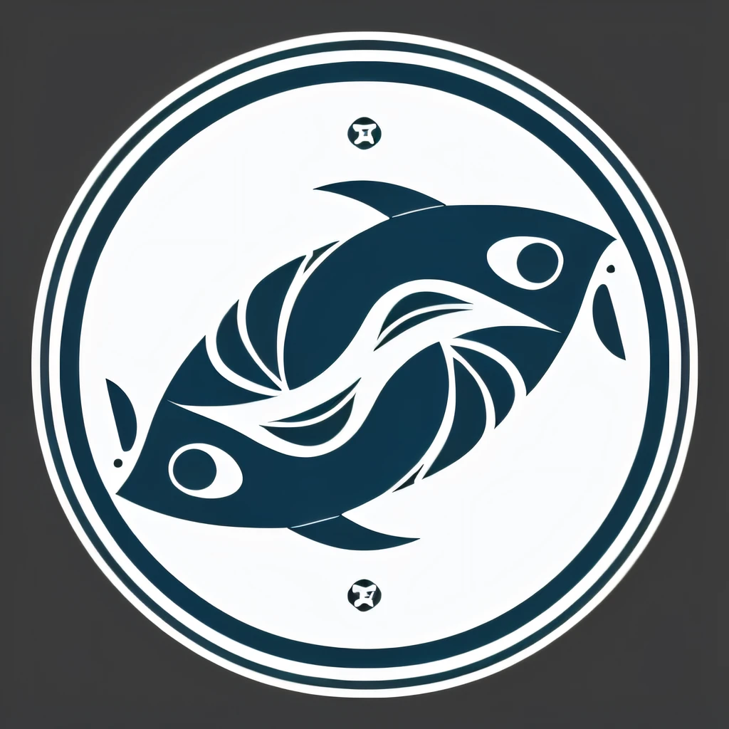 simple, pisces , logo, vector, line art, design, inspiration, straight, symmetry. 2d painting