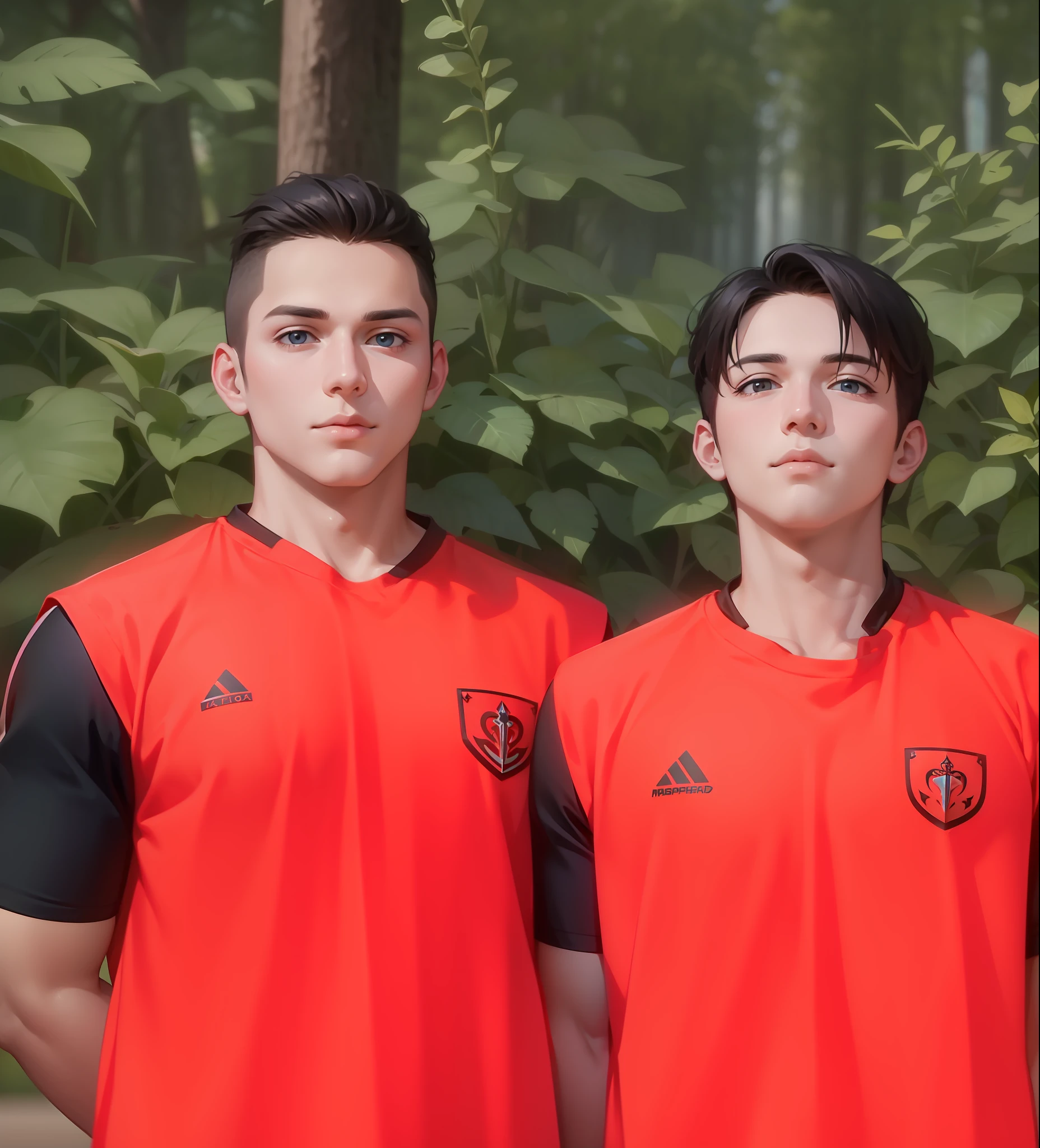 Attractive profile picture, 2 guys, masterpiece, ultra-precise rendering, beautiful and cool young man, trustworthy, dependable young man, savior of the world, simple design, most beautiful image, 4K.
