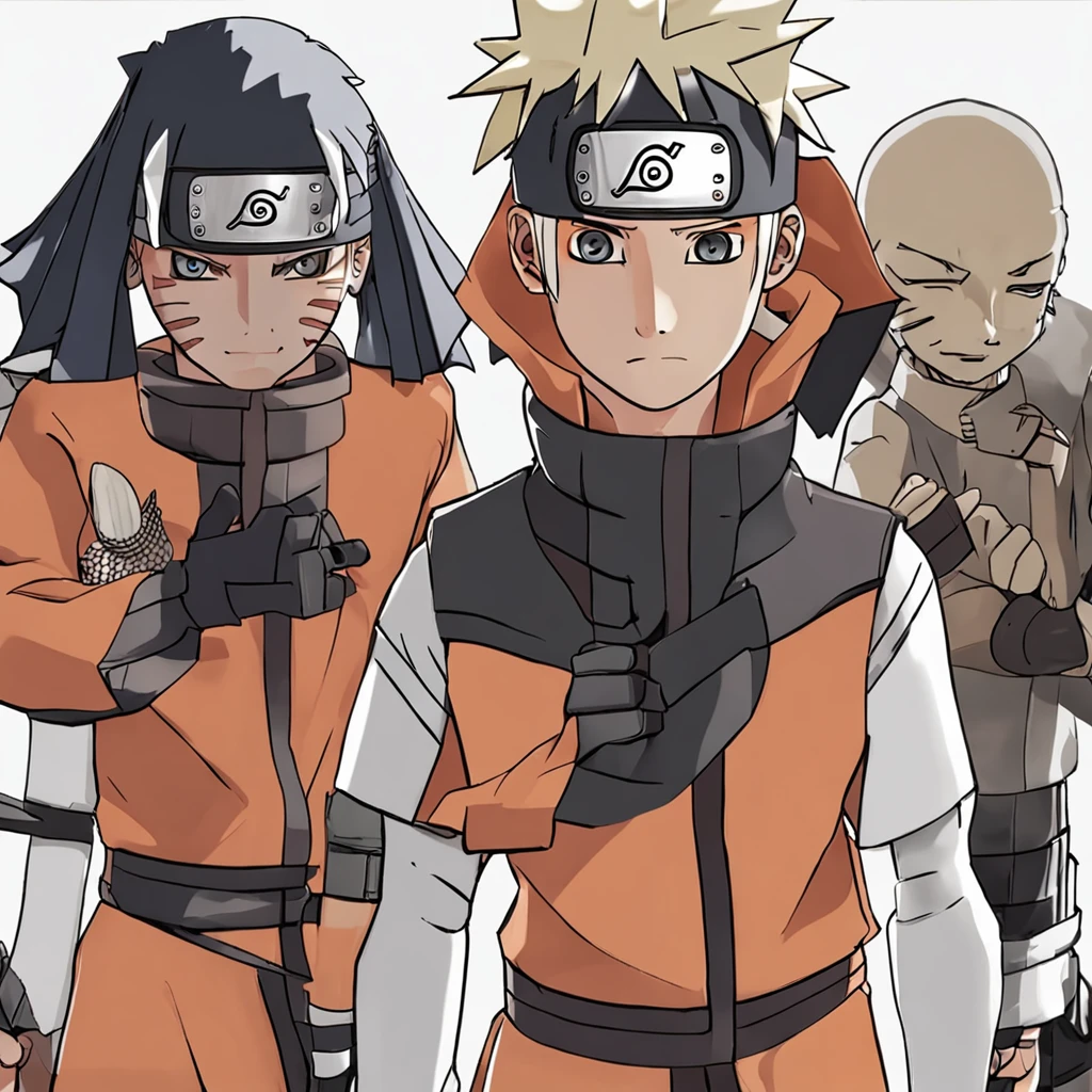 Make two Naruto equal, But one he will have a kunai in the uniform,The other will not