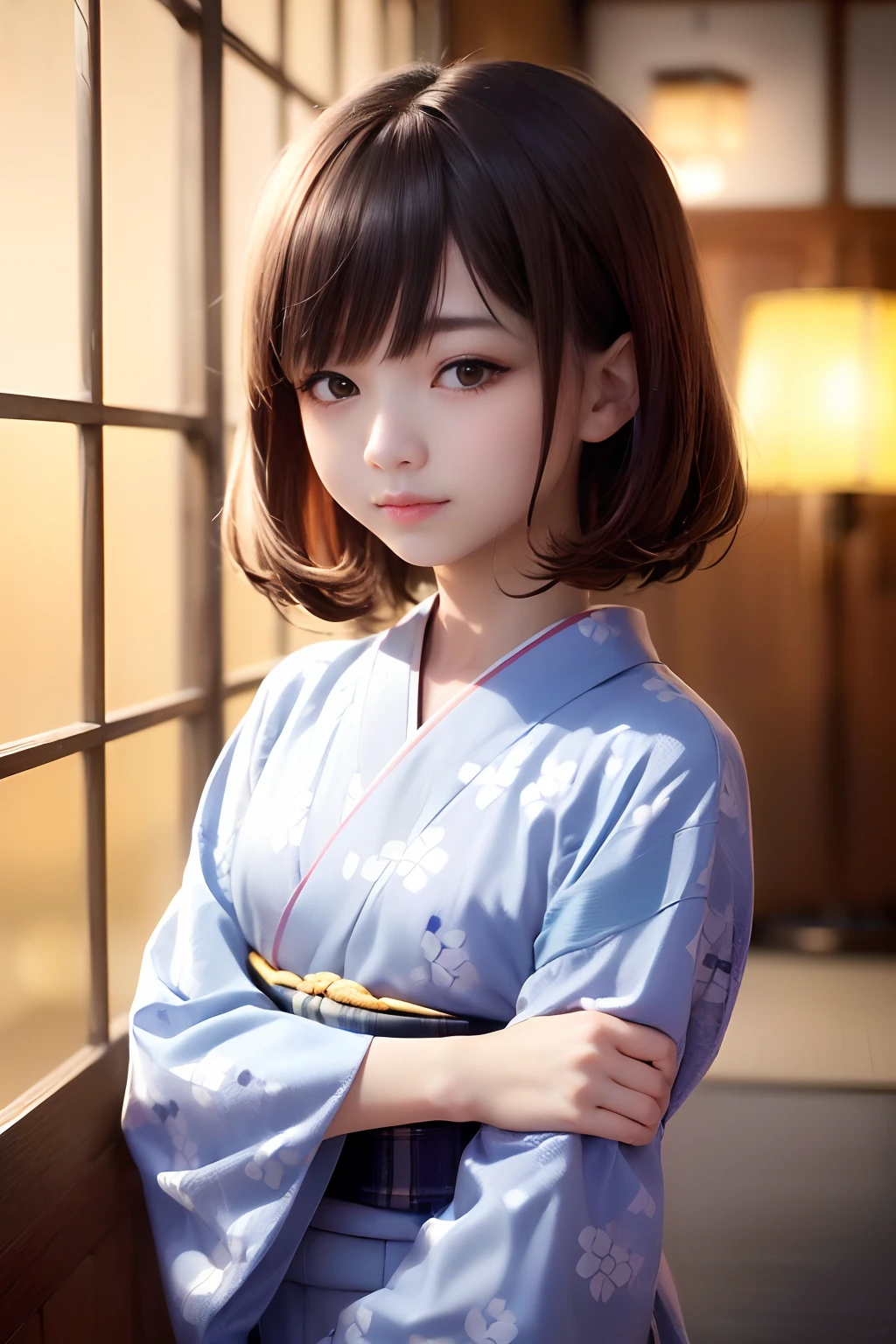 Upper body from the waist up、Are sleeping、nap、(Sleeping with your eyes closed)、(4In K、masterpiece、hight resolution、Realistic and beautiful light and shadow、One girl、Solo Focus、(top-quality)、(Hi-Res)、(extremely delicate and beautiful)、(Beautiful 8k face)、(Brown-eyed)、(I close my eyes while smiling.)、(独奏)、(Clear skin)、(Soft hair)、(hugetits)、(Plaid kimono, Red and blue floral yukata)、((Awa Odori Pose))、((Bokeh lantern light night background))、((speedo))、(reality)、thin and small nose、(red lipsticks)、(Reddening cheeks)、poneyTail、(Lustrous skin)、((Ukiyo-e style))、Ultra-thin eyebrows、Ultra high image quality、(Wearing maiko-style makeup)、skin whitening、long and beautiful lashes、Turning around in the style of a Kyoto magazine model、((s asleep))、Lustrous skin、(Red-dyed cheeks)