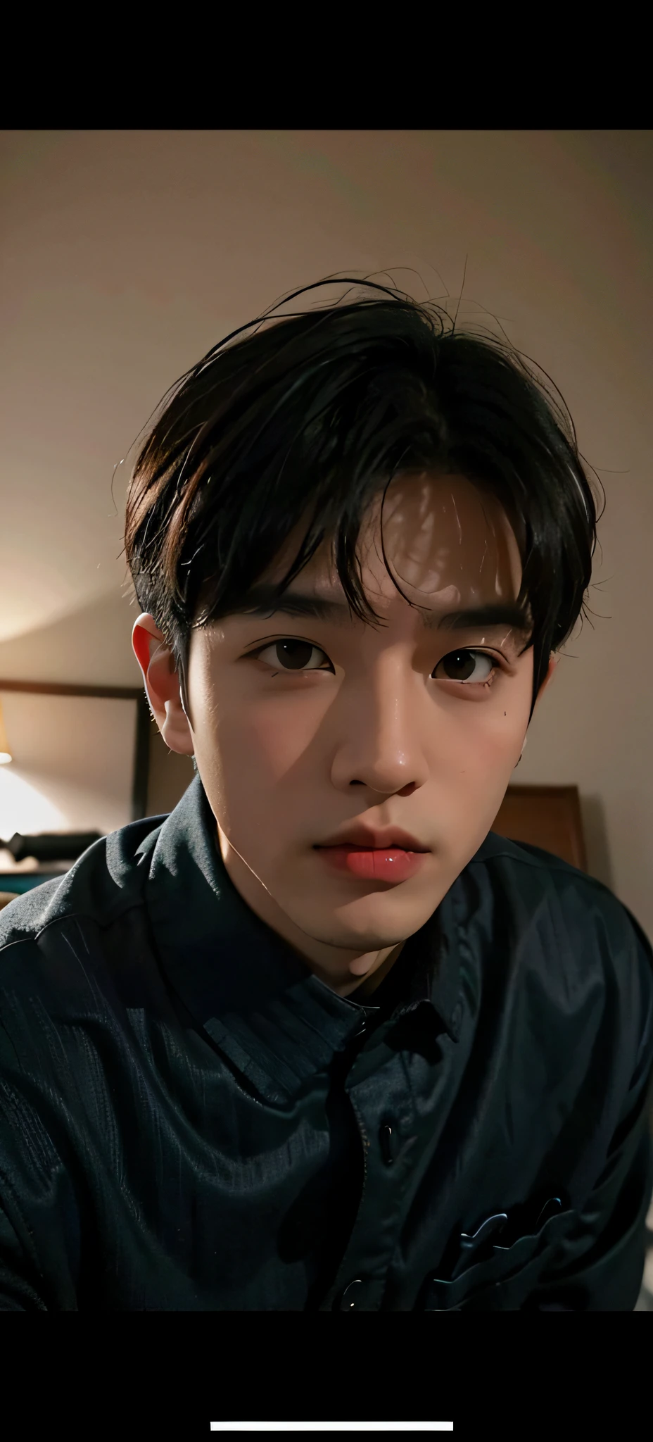 Korean boy style,In the background is the bedroom