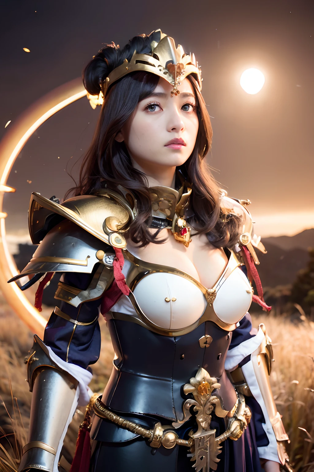 (1 Mechanical Girl)、top-quality、masterpiece、超A high resolution、(Wearing a crown made of jewels),(Photorealsitic:1.4)、Raw photo、1人、Golden hair、glowy skin、(((1 Mechanical Girl)))、(Realistic dragon background)、(Fight big dragons)、With a beautiful knife、(Metal bodysuit)、(beautiful forest background)、Precipitous cliffs、(Small LED)、((super realistic details))、portlate、globalillumination、Shadow、octan render、(One-Eyed Scouter)、8K、ultrasharp、Colossal tits、Raw skin is exposed in cleavage、metals、Details of complex ornaments、Japan details、highly intricate detail、Realistic light、CGSoation Trends、Red Eyes、radiant eyes、Facing the camera、neon details、(Mechanical limbs)、(blood vessels connected to tubes)、Mechanical vertebrae attached to the back、mechanical cervical attaching to neck、(Wires and cables connecting to the head)、Gundam、Small LED、,Mechanical thighs、Toostock、(Hands are also made of machines)、