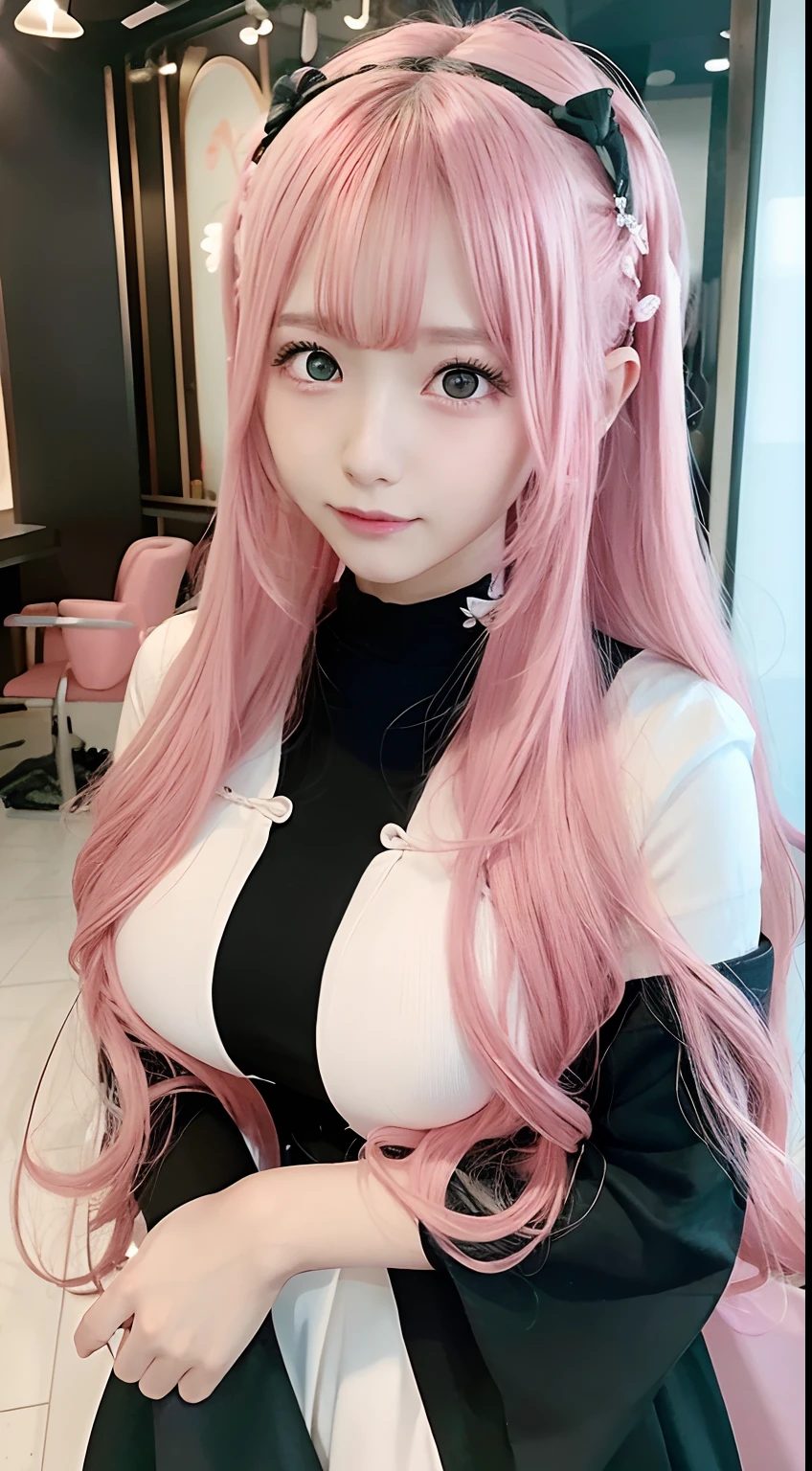 quality, 超Realistic, (Realistic:1.3)、最高quality、Ultra-high resolution、SLR、Instagram、Very delicate、Look at the viewers、Japan 1 woman(Pink Hair、short hair、ponytail、black eye、、Huge 、Adorable)、Big Breasts