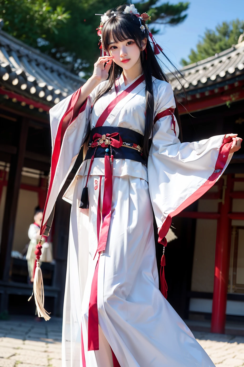 ancient wind,Hanfu,Beautiful background,goodlooking