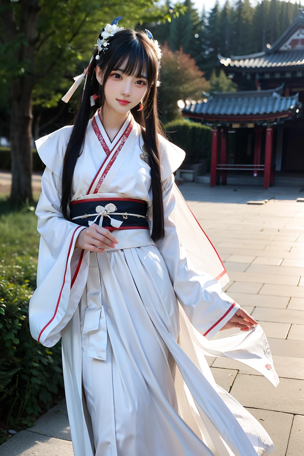 ancient wind,Hanfu,Beautiful background,goodlooking