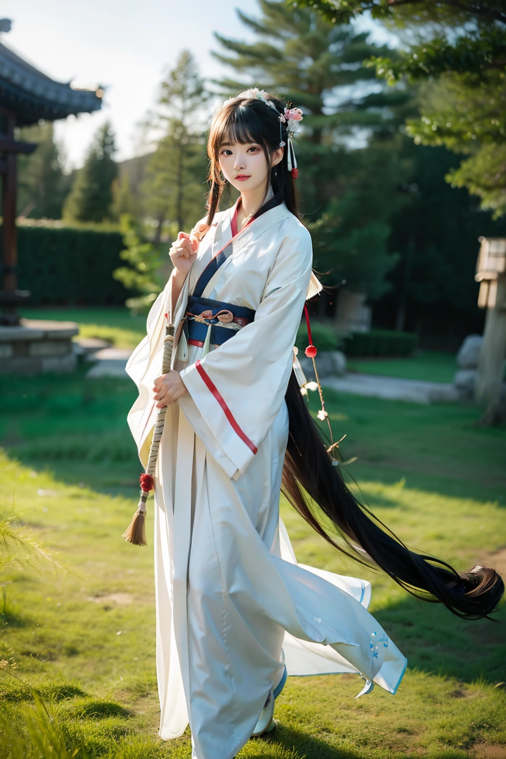 ancient wind，Hanfu，Beautiful background，goodlooking