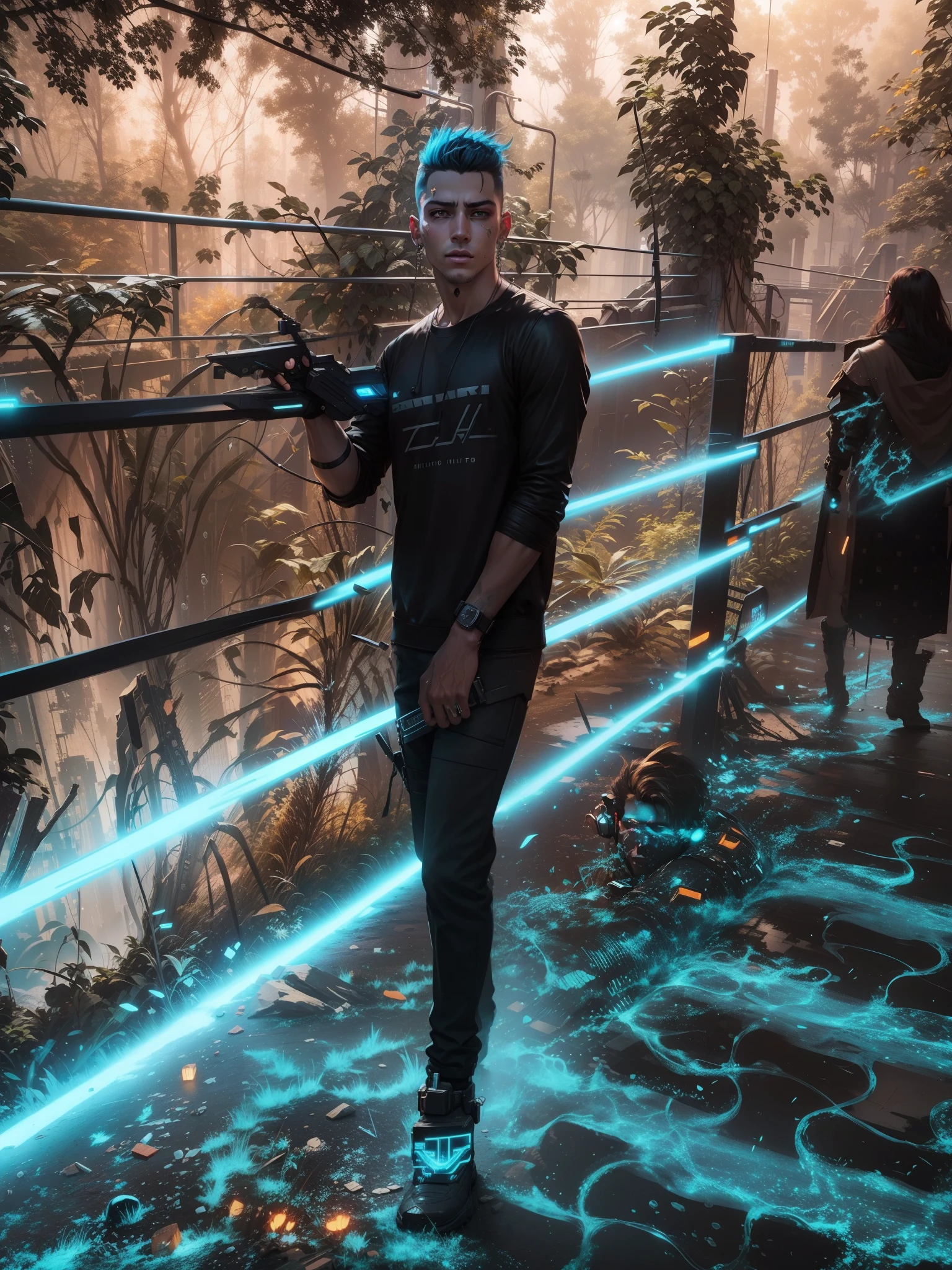 Change background cyberpunk handsome boy Realistic face. 8k ultra realistic