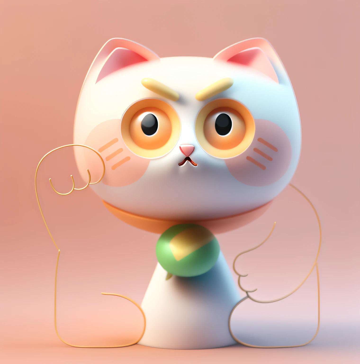 Super cute cat IP3D rendering, High detail, Sweet color, Clean background, High quality, Glossy and delicate